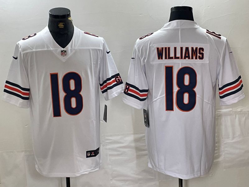 Men Chicago Bears #18 Williams White Second generation 2024 Nike Limited NFL Jersey style 1
